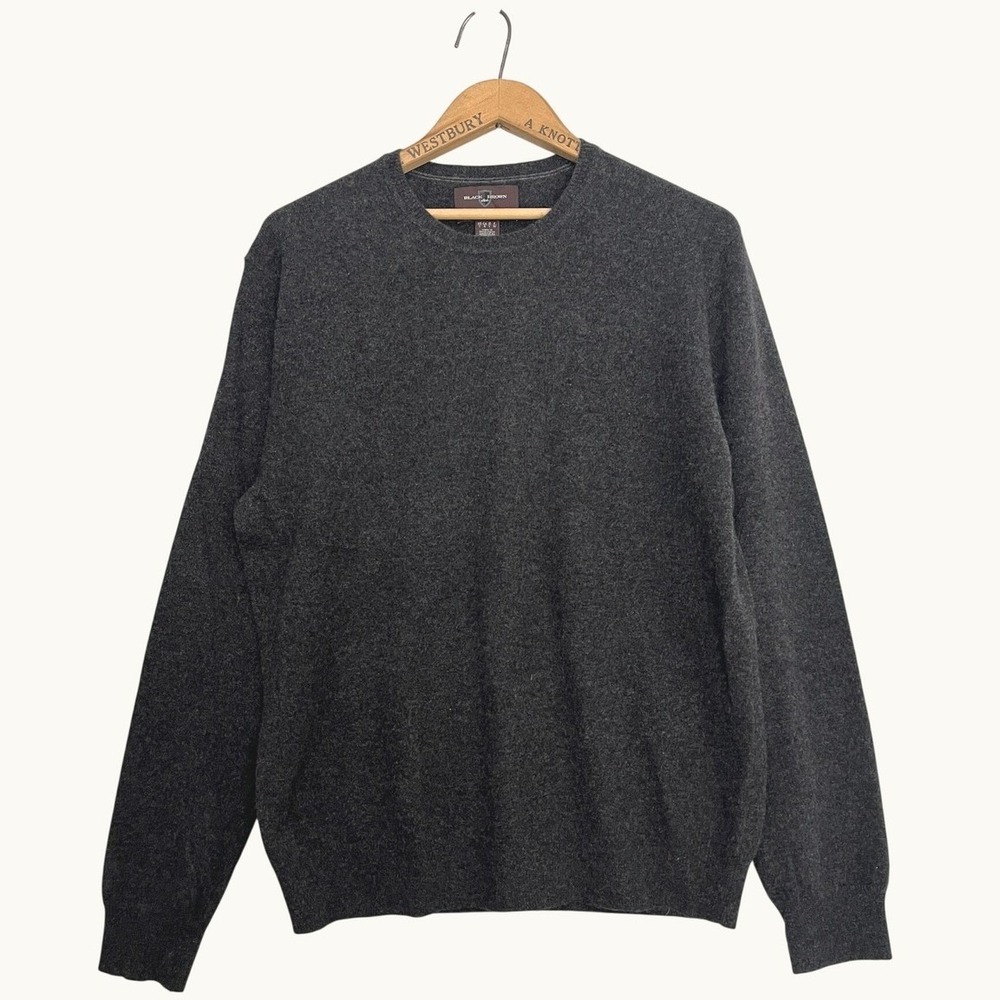 Black Brown 1826 Mens Charcoal Gray 100% 2-Ply Cashmere Crewneck Sweater Size L